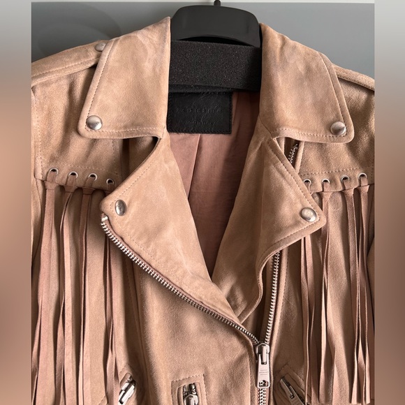 All Saints Balfern Suede Tassel Jacket in sz 8 - Picture 4 of 15